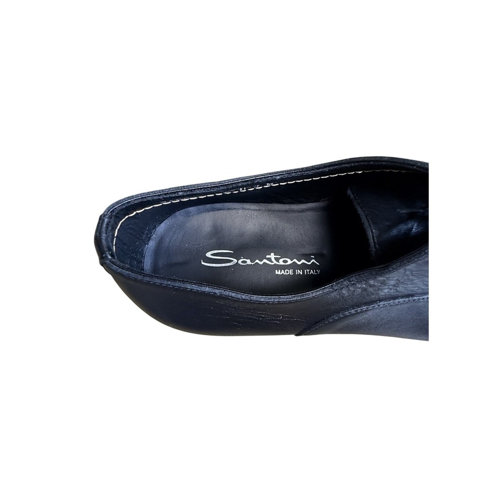 Santoni Mens Black Leather Cap Toe Oxford Dress Shoes Made in Italy Size 9.5 D - Picture 7 of 8